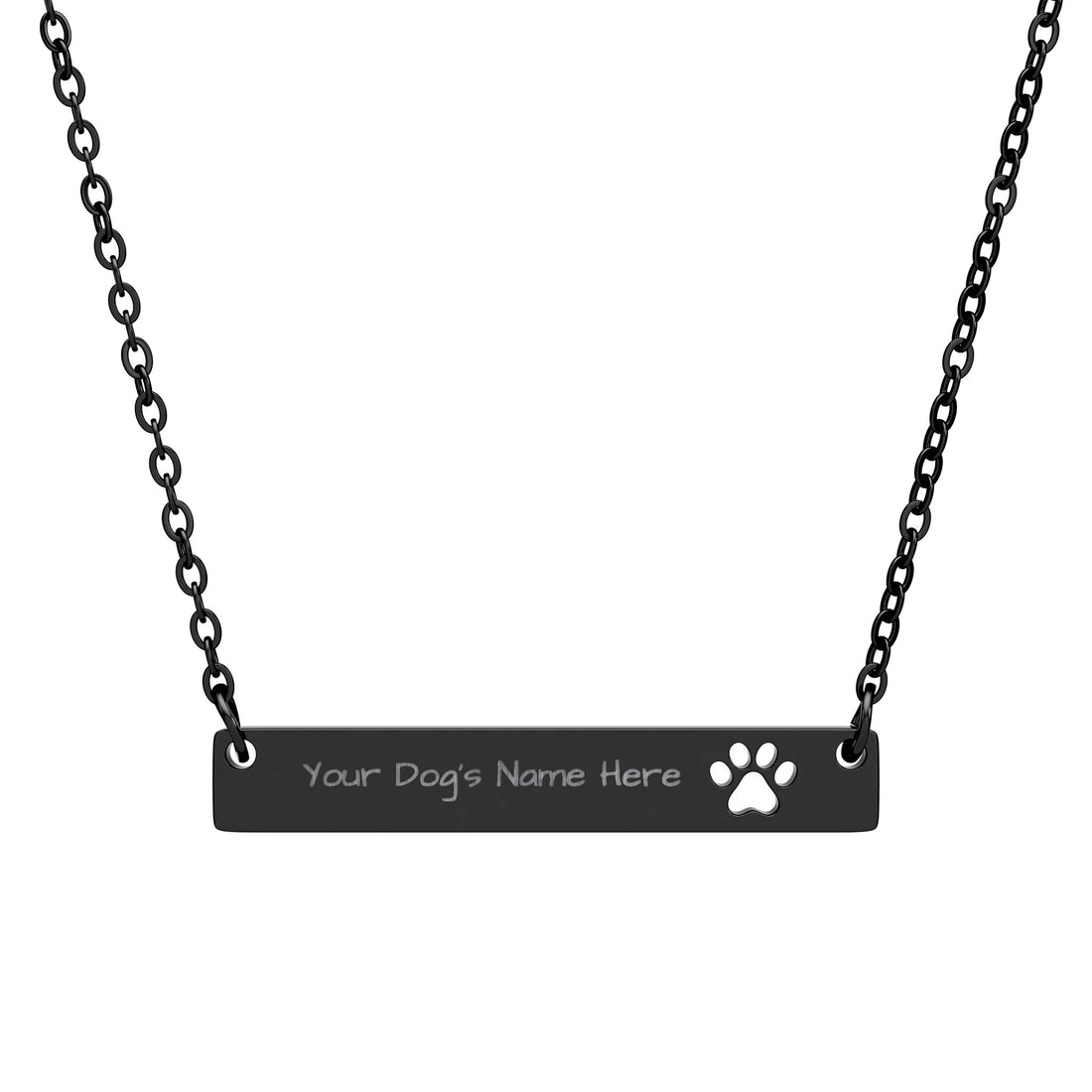 Engravable Paw Bar Necklace — Personalized Dog Name Pendant